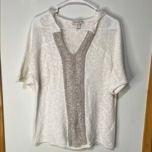 Coldwater Creek Ramie Blend Women's Hoodie Sweater Top M 10-12